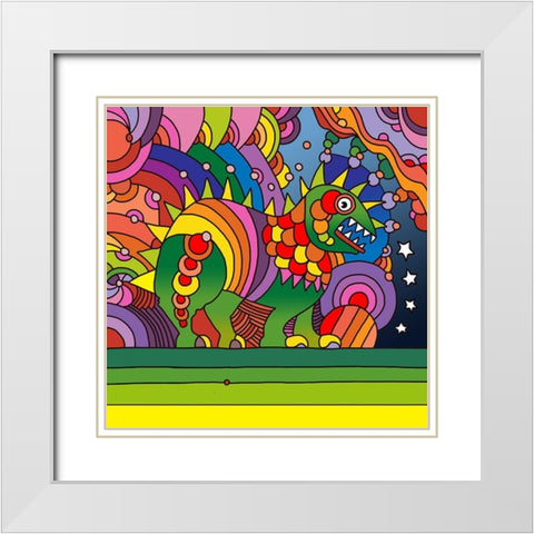 Pop-Art-Phinn-Monster White Modern Wood Framed Art Print with Double Matting by Green, Howie