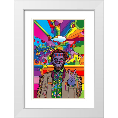 Psychedelic-Abe White Modern Wood Framed Art Print with Double Matting by Green, Howie