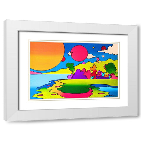 Pop Art Landscape 1216 White Modern Wood Framed Art Print with Double Matting by Green, Howie