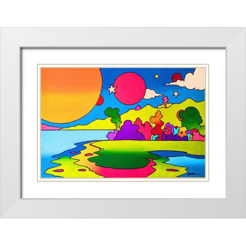 Pop Art Landscape 1216 White Modern Wood Framed Art Print with Double Matting by Green, Howie
