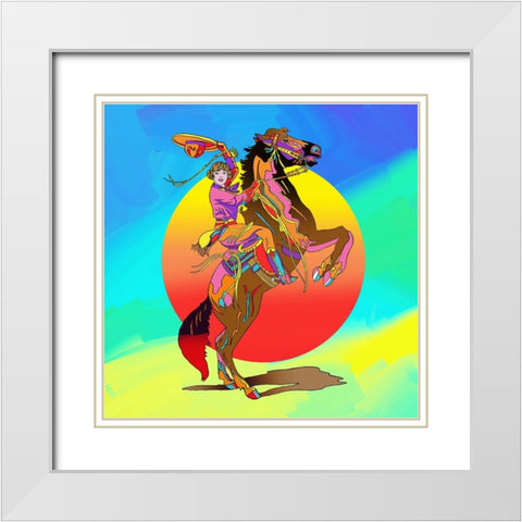 Pop-Art-Cowgirl White Modern Wood Framed Art Print with Double Matting by Green, Howie