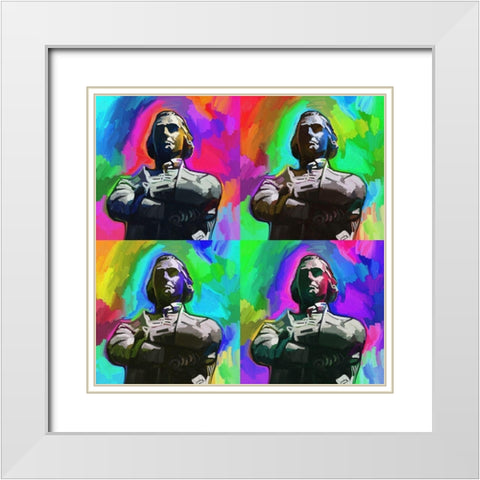 Sam Adams Pop Art White Modern Wood Framed Art Print with Double Matting by Green, Howie