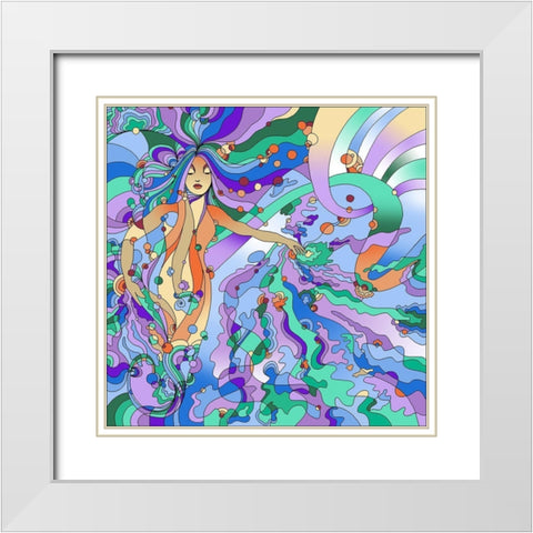 Siren Pop Art White Modern Wood Framed Art Print with Double Matting by Green, Howie