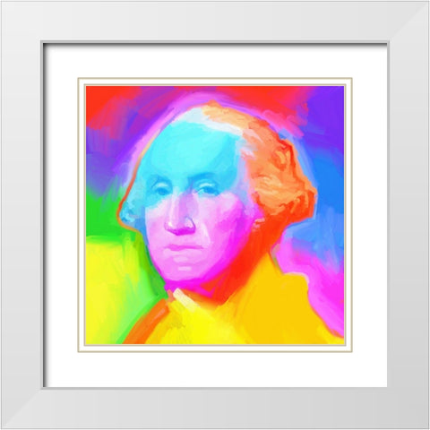 Washington Pop Art White Modern Wood Framed Art Print with Double Matting by Green, Howie