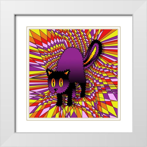 Spooky Cat White Modern Wood Framed Art Print with Double Matting by Green, Howie