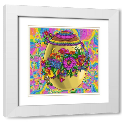 Easter Egg Flowers White Modern Wood Framed Art Print with Double Matting by Green, Howie