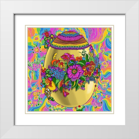 Easter Egg Flowers White Modern Wood Framed Art Print with Double Matting by Green, Howie