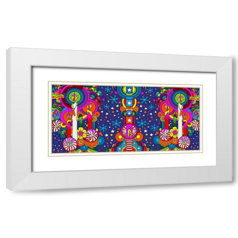 Holiday Candles Panorama White Modern Wood Framed Art Print with Double Matting by Green, Howie