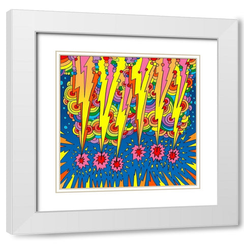 Lightning Strikes White Modern Wood Framed Art Print with Double Matting by Green, Howie