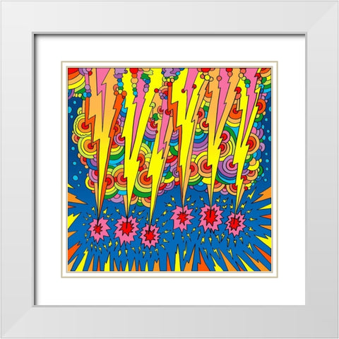 Lightning Strikes White Modern Wood Framed Art Print with Double Matting by Green, Howie