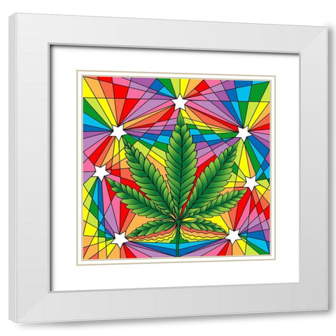 Marijuana Leaf White Modern Wood Framed Art Print with Double Matting by Green, Howie