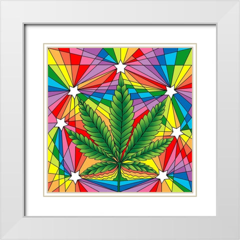 Marijuana Leaf White Modern Wood Framed Art Print with Double Matting by Green, Howie