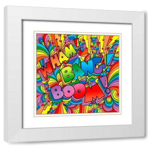 Wham Bang Boom White Modern Wood Framed Art Print with Double Matting by Green, Howie
