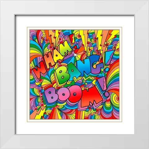 Wham Bang Boom White Modern Wood Framed Art Print with Double Matting by Green, Howie