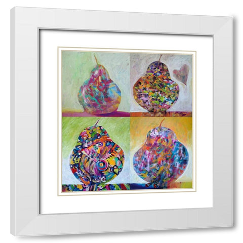 4 Pears 119 White Modern Wood Framed Art Print with Double Matting by Green, Howie