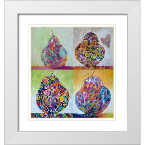 4 Pears 119 White Modern Wood Framed Art Print with Double Matting by Green, Howie