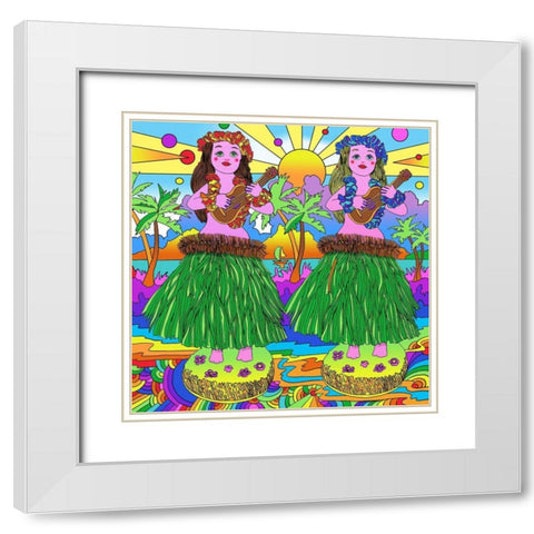 Hula Girl Toys  White Modern Wood Framed Art Print with Double Matting by Green, Howie