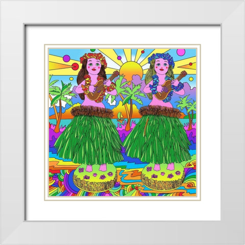 Hula Girl Toys  White Modern Wood Framed Art Print with Double Matting by Green, Howie