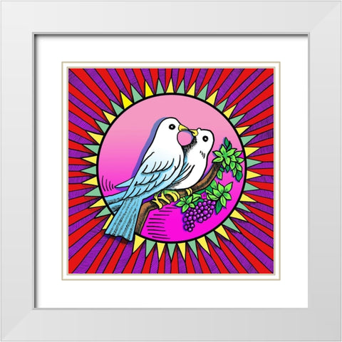 Love Birds White Modern Wood Framed Art Print with Double Matting by Green, Howie
