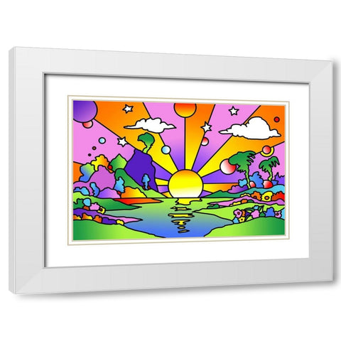 Pop Art Sunrise 1218 White Modern Wood Framed Art Print with Double Matting by Green, Howie