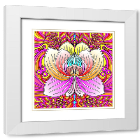 Lotus Flower 2 White Modern Wood Framed Art Print with Double Matting by Green, Howie