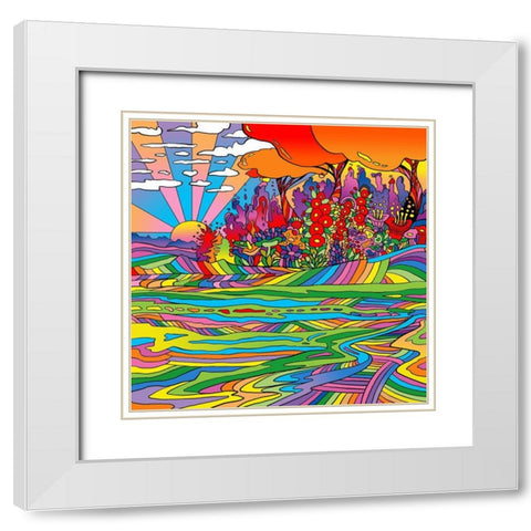 Pop Art Landscape Bayou White Modern Wood Framed Art Print with Double Matting by Green, Howie