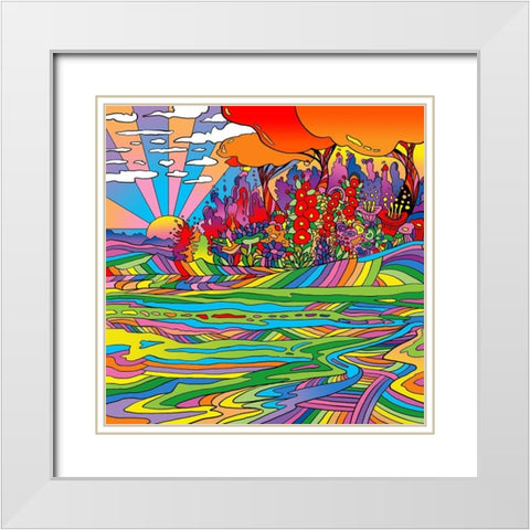 Pop Art Landscape Bayou White Modern Wood Framed Art Print with Double Matting by Green, Howie