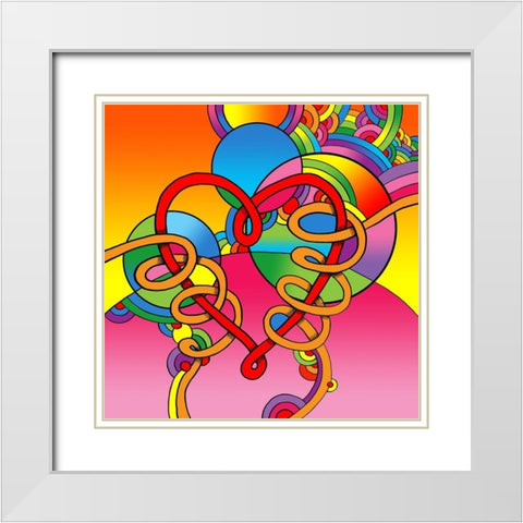 Pop Art Wrapped Heart White Modern Wood Framed Art Print with Double Matting by Green, Howie