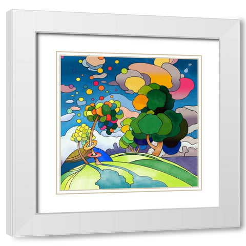 Pop Art Landscape 1019 White Modern Wood Framed Art Print with Double Matting by Green, Howie