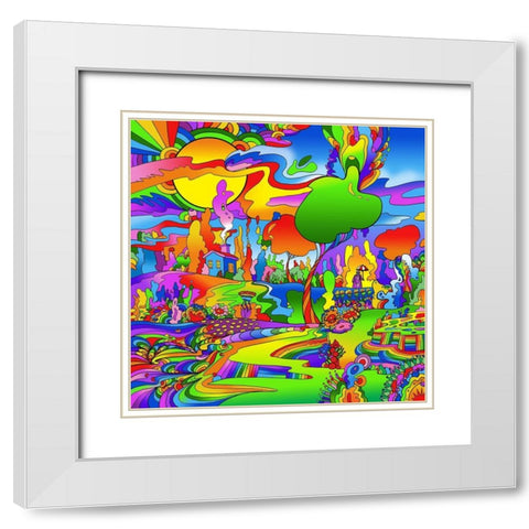 Umbrella Man Landscape 1119 White Modern Wood Framed Art Print with Double Matting by Green, Howie