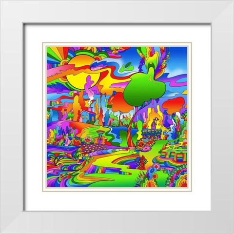 Umbrella Man Landscape 1119 White Modern Wood Framed Art Print with Double Matting by Green, Howie