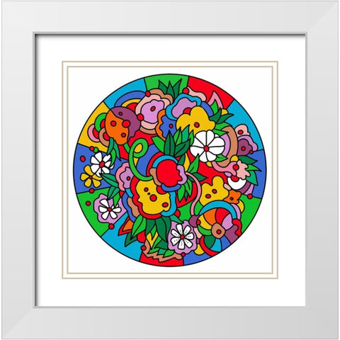 Circle Flowers 6203 White Modern Wood Framed Art Print with Double Matting by Green, Howie