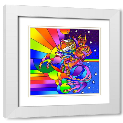 Devil Unicorn White Modern Wood Framed Art Print with Double Matting by Green, Howie