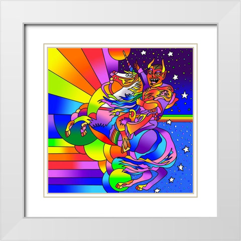 Devil Unicorn White Modern Wood Framed Art Print with Double Matting by Green, Howie