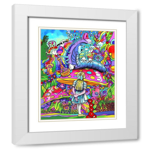 Caterpillar Alice portrait White Modern Wood Framed Art Print with Double Matting by Green, Howie