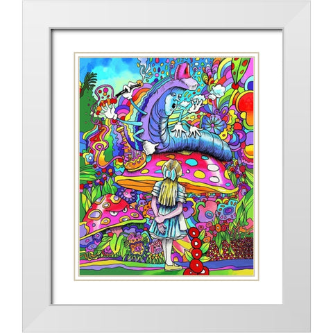 Caterpillar Alice portrait White Modern Wood Framed Art Print with Double Matting by Green, Howie