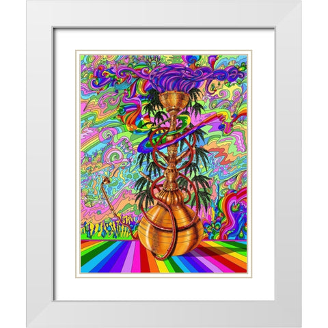 Hookah White Modern Wood Framed Art Print with Double Matting by Green, Howie