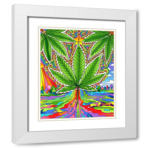 Pot Leaf 2 White Modern Wood Framed Art Print with Double Matting by Green, Howie