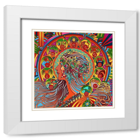 Astrology Queen White Modern Wood Framed Art Print with Double Matting by Green, Howie