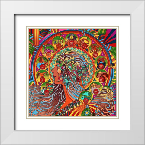 Astrology Queen White Modern Wood Framed Art Print with Double Matting by Green, Howie