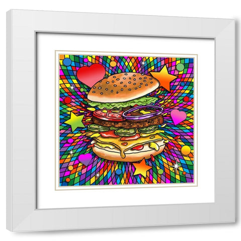 Hamburg Pop Art White Modern Wood Framed Art Print with Double Matting by Green, Howie