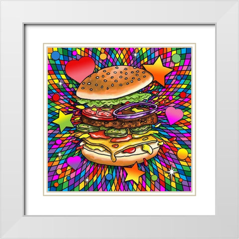 Hamburg Pop Art White Modern Wood Framed Art Print with Double Matting by Green, Howie