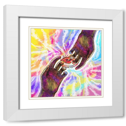 Hands Eye Sky White Modern Wood Framed Art Print with Double Matting by Green, Howie