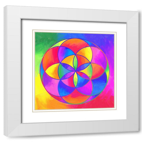 Sacred Geo Seed Of Life White Modern Wood Framed Art Print with Double Matting by Green, Howie