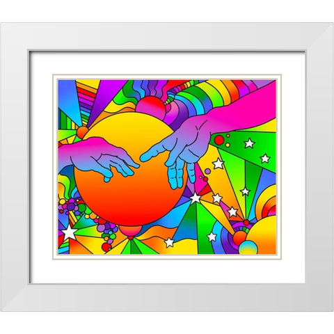 Sistine Hands White Modern Wood Framed Art Print with Double Matting by Green, Howie