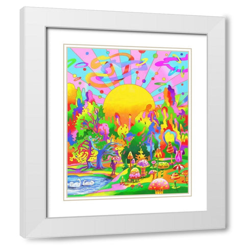 Swan Park Sunrise White Modern Wood Framed Art Print with Double Matting by Green, Howie