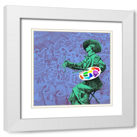 Painter Mambo White Modern Wood Framed Art Print with Double Matting by Green, Howie