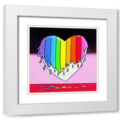 Rainbow Paint Heart 2 White Modern Wood Framed Art Print with Double Matting by Green, Howie