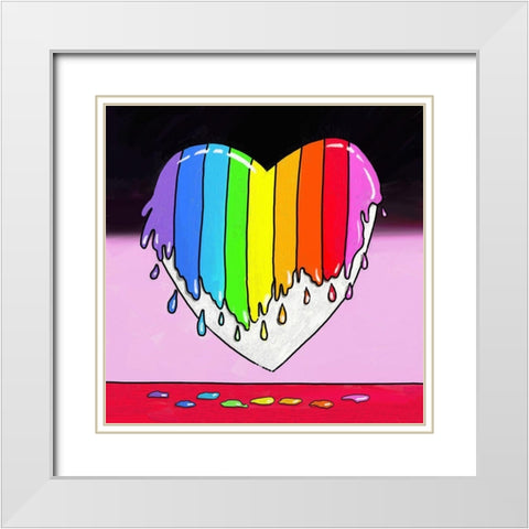 Rainbow Paint Heart 2 White Modern Wood Framed Art Print with Double Matting by Green, Howie