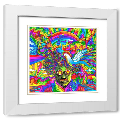 Star Glasses White Modern Wood Framed Art Print with Double Matting by Green, Howie